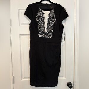Black & white w/ lace dress size 12 by Laundry. Decorative zipper. New w/ tags